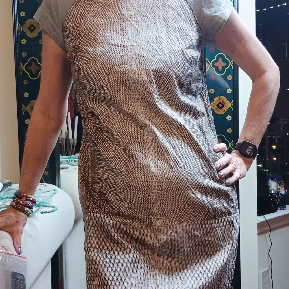 Kenneth Cole Textured Brown Midi Dress